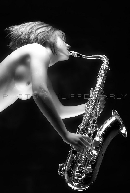 Victorine with her saxophone