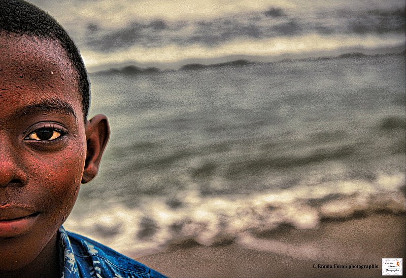 A little kid on the beach