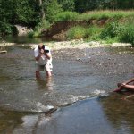dans l'eau